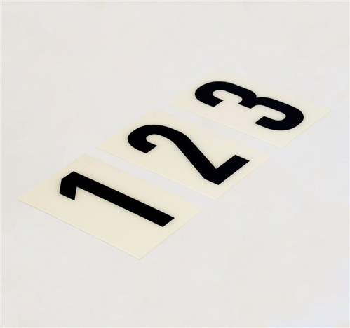 NUMBERS/NUMERALS/LETTERS "BREEZE" BLACK on WHITE 60mm SELF ADHESIVE