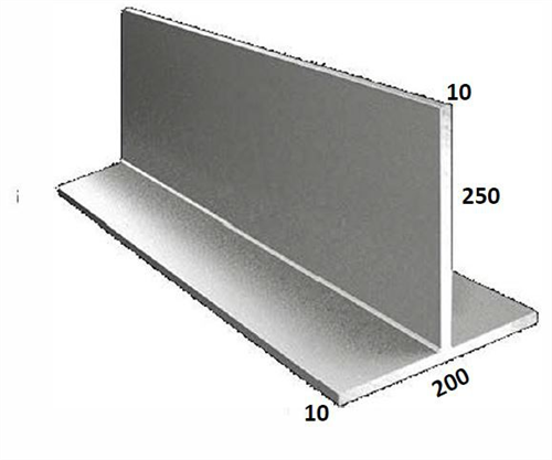 T (TEE) BAR 250 x 10 (v) / 200 x 10 (b) x 5400mm