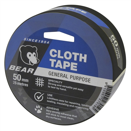 TAPE CLOTH 50mm x 25M BLACK