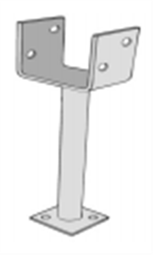 Post Support U Plate Galv 90Mm W/- 600Mm Leg | Agnew Building Supplies