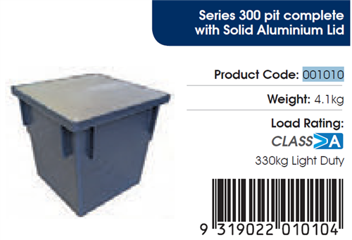 RELN SERIES 300 PIT 350x350x325mm COMPLETE WITH SOLID ALUMINIUM LID