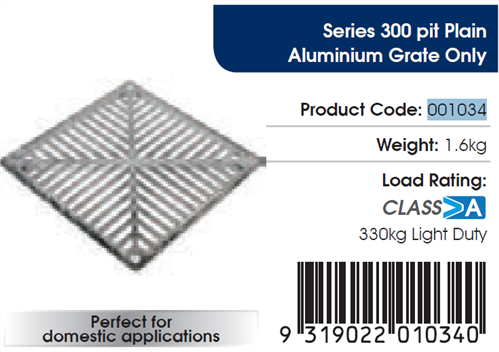 RELN SERIES 300 PLAIN ALUMINIUM GRATE ONLY