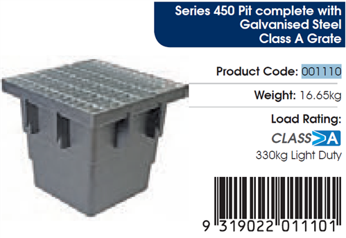 RELN SERIES 450 PIT 560x560x510mm COMPLETE WITH GRATE