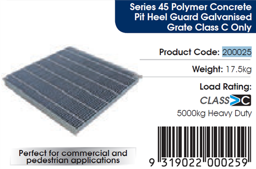 RELN SERIES 45 GRATE ONLY GALV - HEEL GUARD - CLASS C