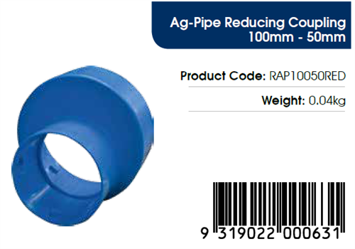 AGFLO 100mm REDUCING COUPLING to 50mm | Agnew Building Supplies