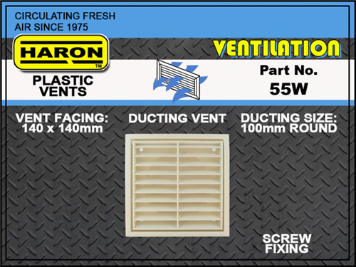 VENT PLASTIC WHITE DUCTING 140 x 140mm