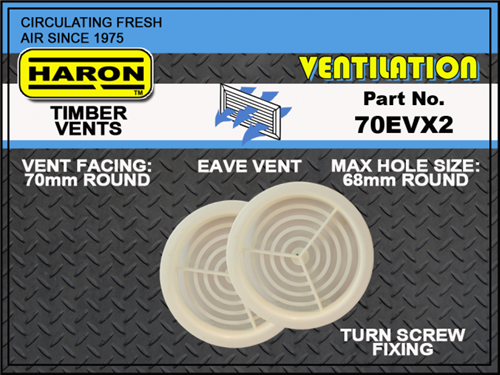 VENT for EAVES PLASTIC WHITE ROUND 70mm PK2