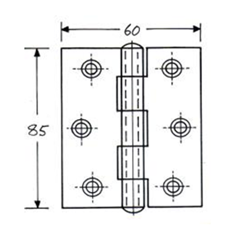 HINGE STEEL BUTT LOOSE PIN  85 x 60 x 1.6mm EACH