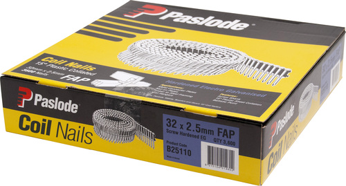 PASLODE ELECTRO GALVANISED 15° COLLATED NAIL HARD PK3600  - 32 x 2.5mm