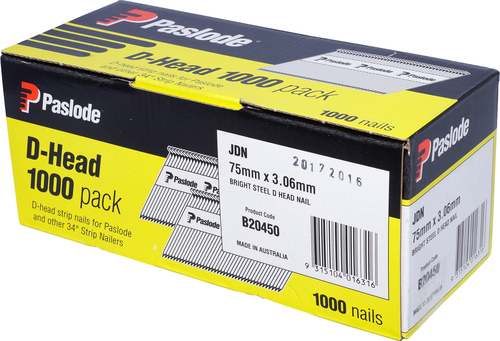 PASLODE  JDN BRIGHT STEEL 1000 NAILS PK1000 - 75 x 3.06mm