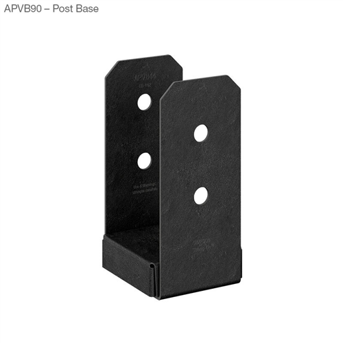 POST BASE (SUPPORT) ZMAX® BLACK POWDER COATED for 90 x 90mm POST