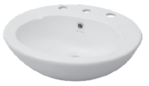BASIN VANITY AVON 1TH SEMI RECESSED PLASTIC P&W 495 X 420mm