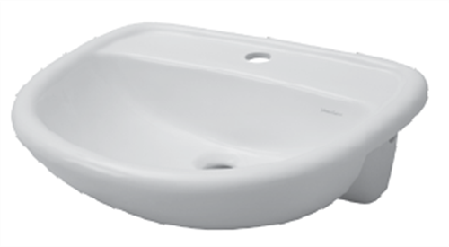 BASIN SEMI RECESSED MILANO 1TH PLASTIC P&W 520 X 430mm