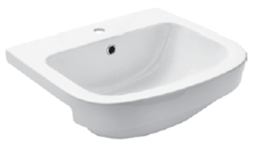 BASIN SEMI RECESSED LIFE 1TH  PLASTIC P&W 525 X 470mm