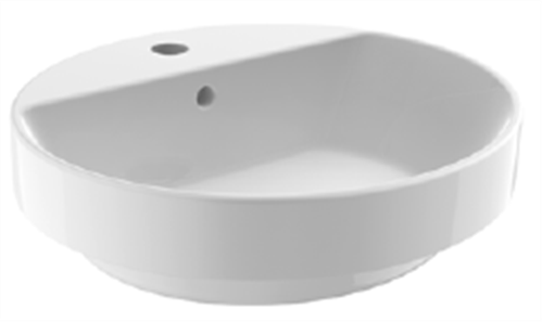 BASIN SEMI INSET GEMELLI OVAL 1TH POP UP WASTE 450 X 410mm