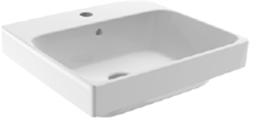 BASIN SEMI INSET GEMELLI RECT. 1TH POP UP WASTE 450 X 410mm
