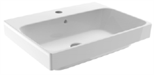 BASIN SEMI INSET GEMELLI RECT. 1TH POP UP WASTE 550 X 410mm