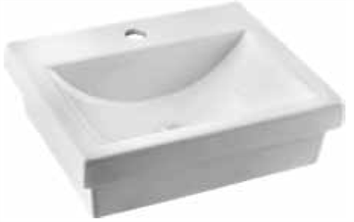 BASIN SEMI INSET QUADO 1TH POP UP WASTE 410 X 340mm