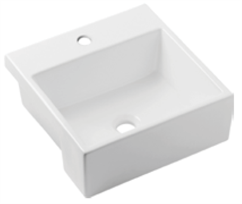 BASIN SEMI RECESSED QUADO III 1TH POP UP WASTE 410 X 410mm