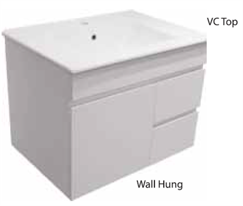VANITY CABINET FRESCO 700 WALL MOUNT RH DRAW 1TH COMPLETE WITH VC TOP 700 X 495 X 535mm