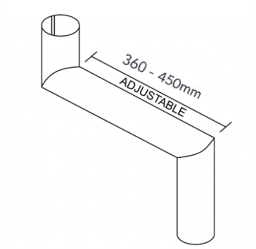 DOWNPIPE ADJUSTABLE 360-550mm STANDARD OFFSET ROUND 90mm