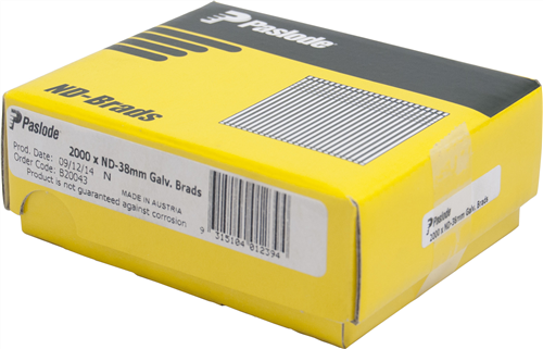 PASLODE 14GA ND38 GALVANISED BRADS 38mm PK2000