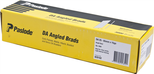 PASLODE  DA25 BRIGHT ANGLED BRADS PK3000 - 65mm