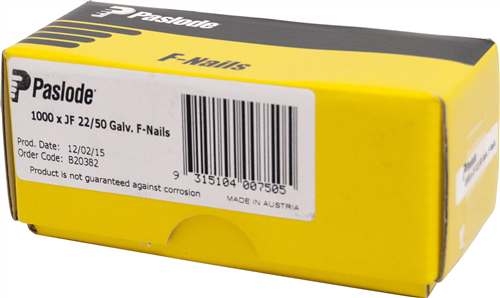 PASLODE F HEAD GALVANISED CHISEL POINT NAILS JF PK1000 - 2.2 / 50