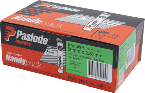 PASLODE IMPULSE (GAS) HD GALVANISED D-HEAD NAIL HP PK1000 - 50 x 2.87mm