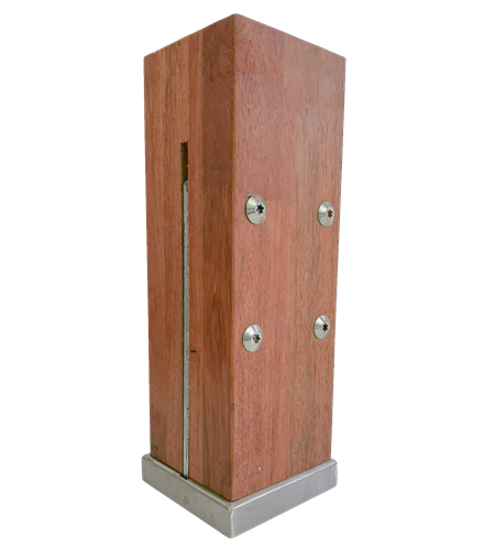 POST SUPPORT CONCEALED T BLADE GALVANISED WITH SS #304 CAP & 4 x ZINC CONCEALED THREAD BOLTS