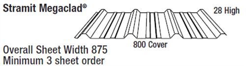 ROOFING - MEGACLAD (covers 800mm) 0.42BMT ZINCALUME