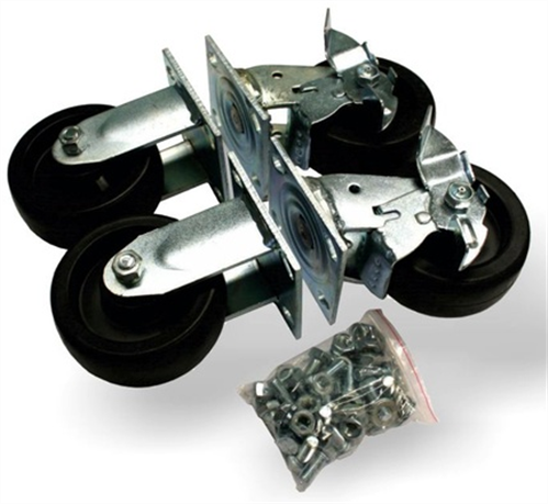 SITE BOX HEAVY DUTY CASTOR SET 127.3mm WHEELS INCLUDES FASTENERS