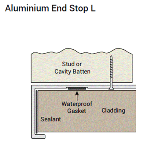 WOOD ELEMENTS ALUM END STOP "L" (1 x FITTED GASKET) 3600mm