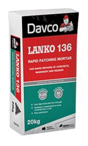 DAVCO (LANKO) RAPID PATCHING MORTAR #136 20kg