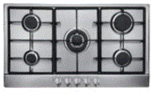 EURO COOKTOP 90CM 5 BURNER GAS + WOK BURNER + CAST + FFD STAINLESS STEEL