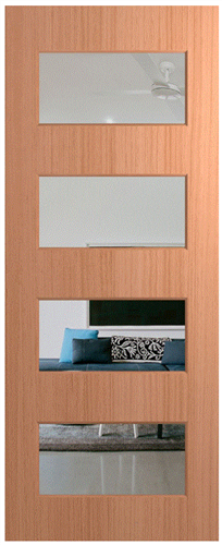 HUME DOOR NEX35 NEXUS (HMR MDF CORE)  (SPM) MAPLE (STAIN GRADE) (BEADING BEAD BOTH SIDES) GLAZED CLEAR