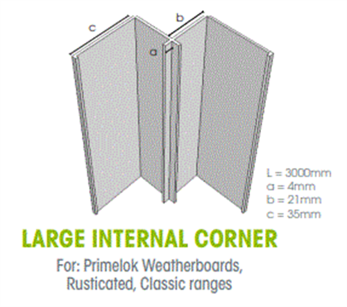 WTEX LARGE INTERNAL ALUMINIUM CORNER 3000mm