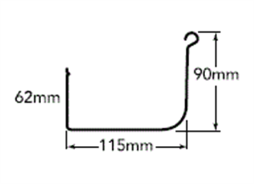 GUTTER - HI FRONT QUAD (SLOTTED) 115mm