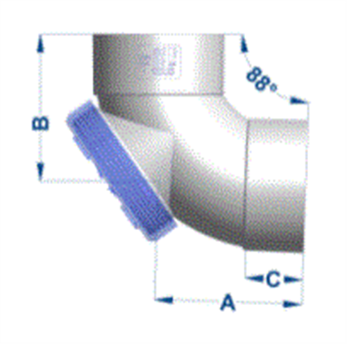 DRAIN, WASTE & VENT (DWV) 100mm BEND (REAR ACCESS) F&F 88°