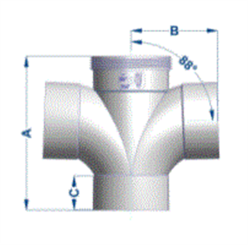 SEWER PIPE 100mm DOUBLE BRANCH JUNCTION F+F 88°