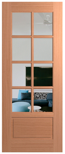 HUME DOOR HAV8 HAVEN (SPM) MAPLE (STAIN GRADE) GLAZED 4mm CLEAR