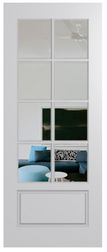 HUME DOOR HAV88 HAVEN DURACOTE (TEMPERED HARDBOARD) GLAZED CLEAR 2040 x 820 x 40mm