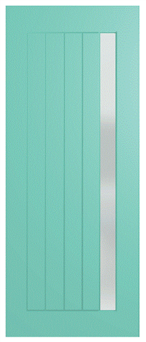 HUME DOOR XLR700 LINEAR (HMR MDF CORE) DURACOTE (TEMPERED HARDBOARD) GLAZED TRANSLUCENT