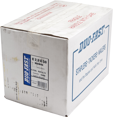 DUO-FAST  0° BRIGHT COLLATED COIL RING NAILS PK9000 - 2.3 x 50mm