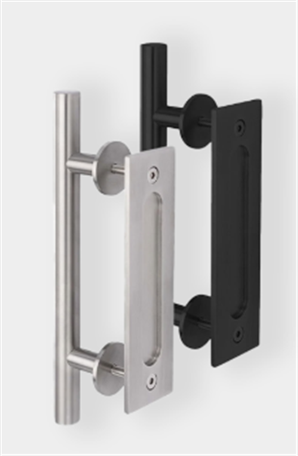 HANDLE BARN DOOR FLUSH PULL & HANDLE SET (MILD STEEL) 300 x 60mm