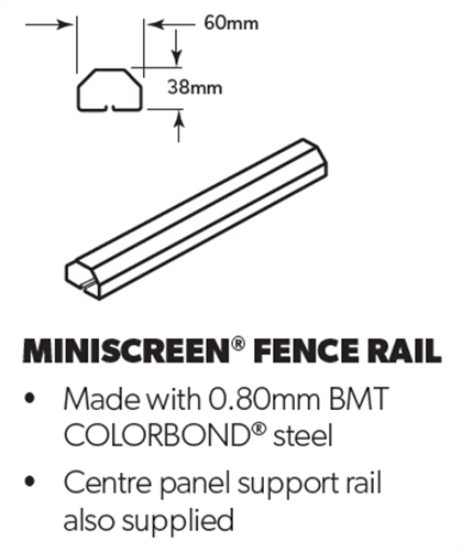 FENCING MINISCREEN FENCE RAIL 2350mm