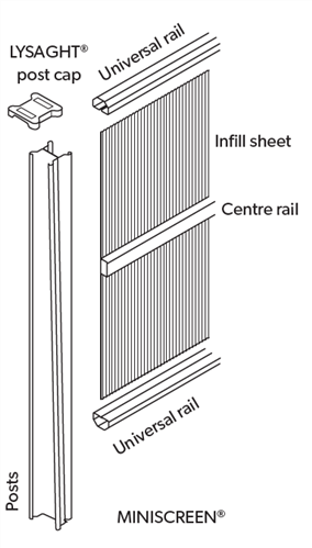 FENCING MINISCREEN FENCE CENTRE RAIL 2350mm