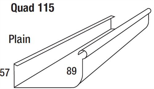 GUTTER - HI FRONT QUAD 115mm PLAIN