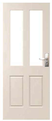 CORINTHIAN DOOR SOLIDCARVE PSC 4G EXTERNAL SOLID MDF PRIMED GLAZED OBSCURE 2040 x 820 x 40mm