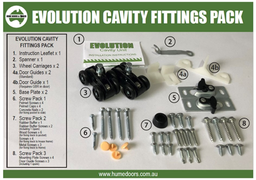 HUME DOOR EXTRA - EVOLUTION CAVITY UNIT - COMPONENT PACK (ROLLERS etc)